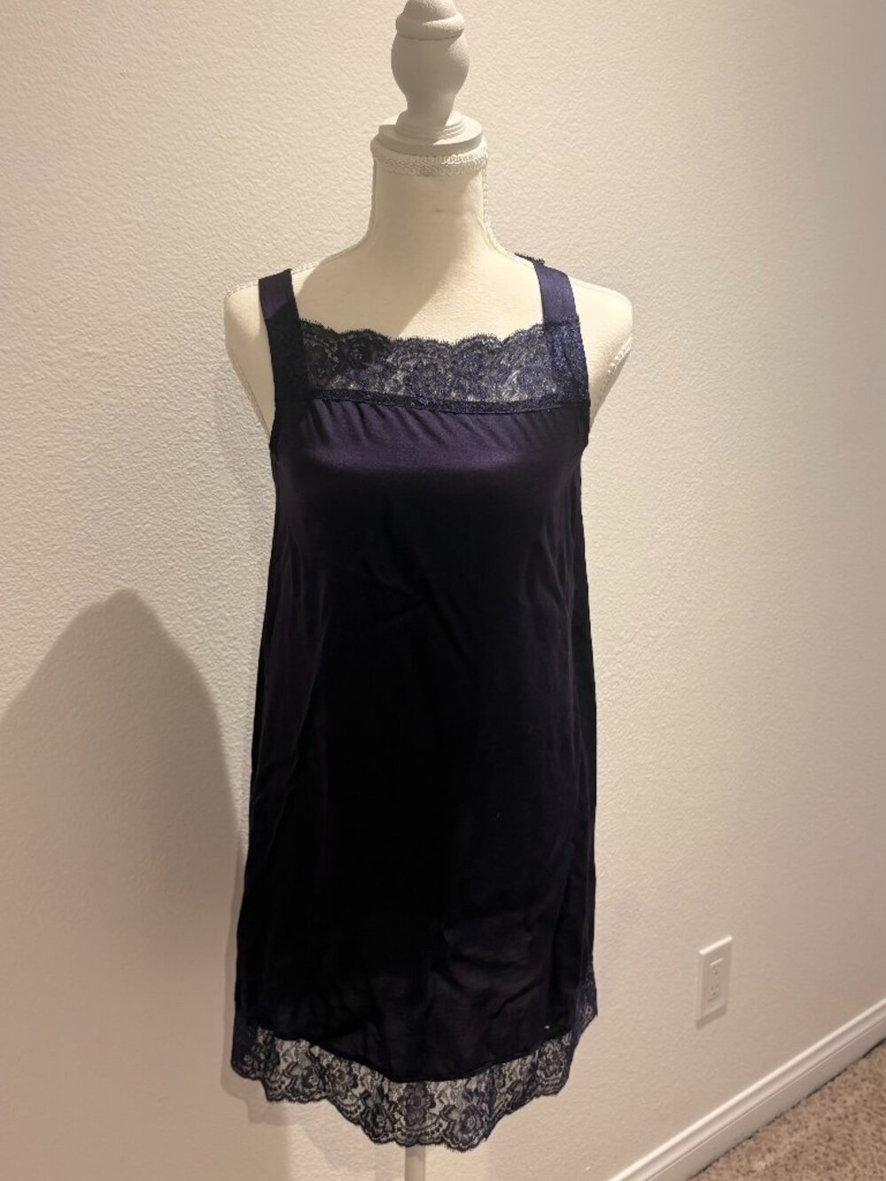 Deep purple lace trim slip dress by Twin-Set Simona Barbieri Size XXS-XS